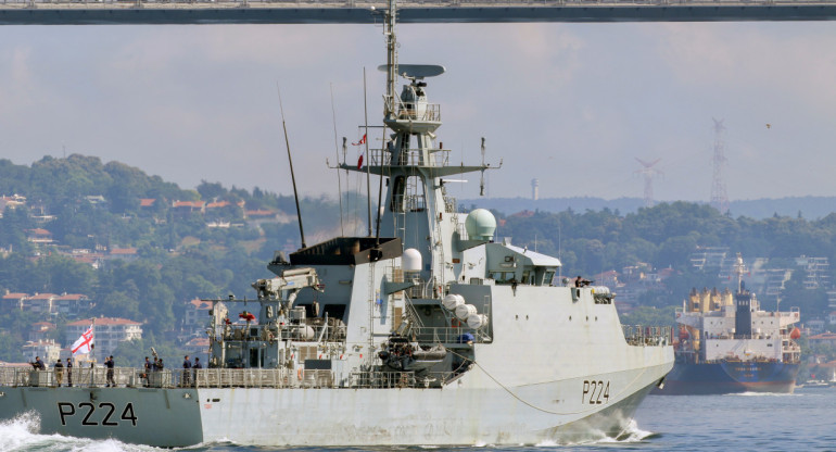 Buque HMS Trent, enviado por Reino Unido a Guyana. Foto: Reuters.
