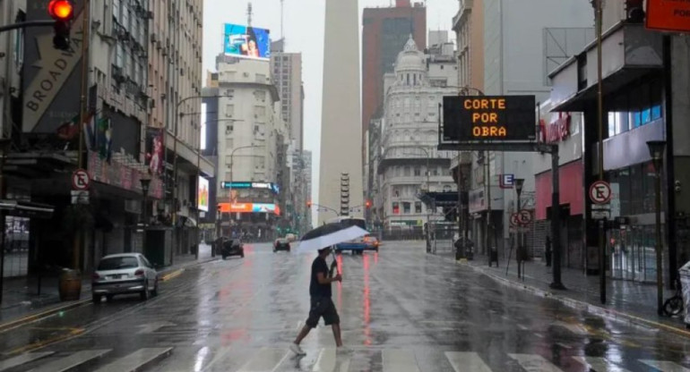 Lluvia en la ciudad de Buenos Aires. Foto: NA.