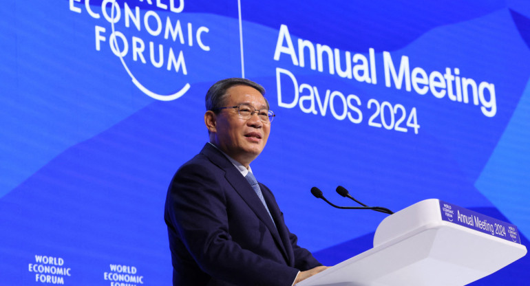 Premier Li Qiang en Davos. Foto: Reuters