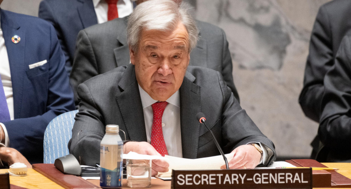 António Guterres, durante una reunión del Consejo de Seguridad sobre la situación en Oriente Medio. EFE