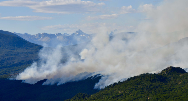 Incendio en el Parque Nacional Los Alerces. Foto: Télam.