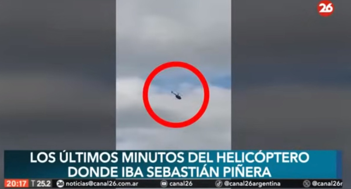 El video de los minutos finales del helicóptero en el que viajaba Sebastián Piñera. Foto: captura.