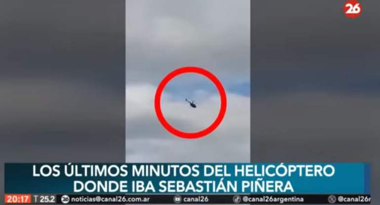 El video de los minutos finales del helicóptero en el que viajaba Sebastián Piñera. Foto: captura.