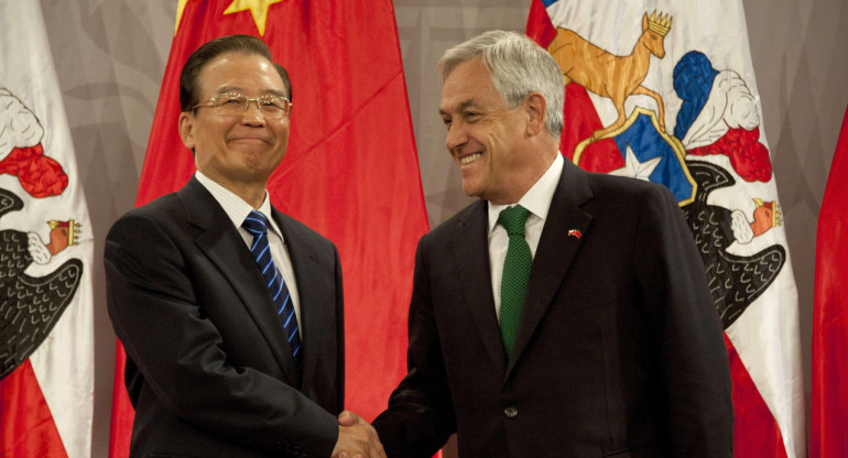 Sebastián Piñera y el ex primer ministro chino Wen Jiabao. Foto: NA