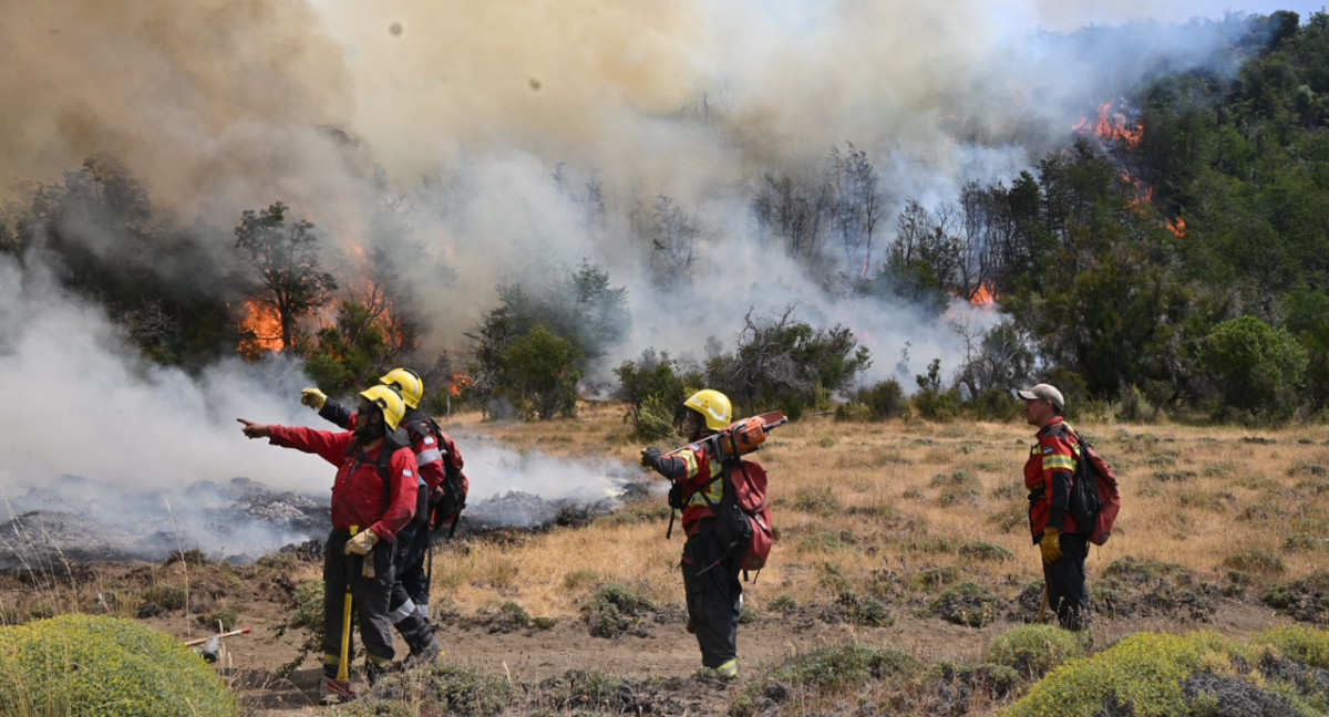 Incendio en Los Alerces. Foto: Télam