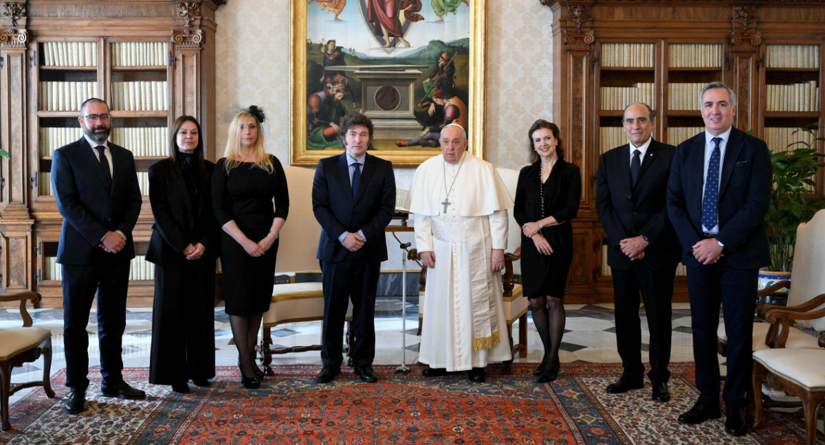 El papa Francisco con Javier Milei en el Vaticano, el 12 de febrero de 2024. NA