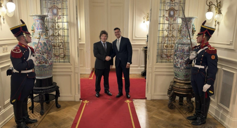 Javier Milei recibió  al presidente de la República del Paraguay, Santiago Peña. Foto NA