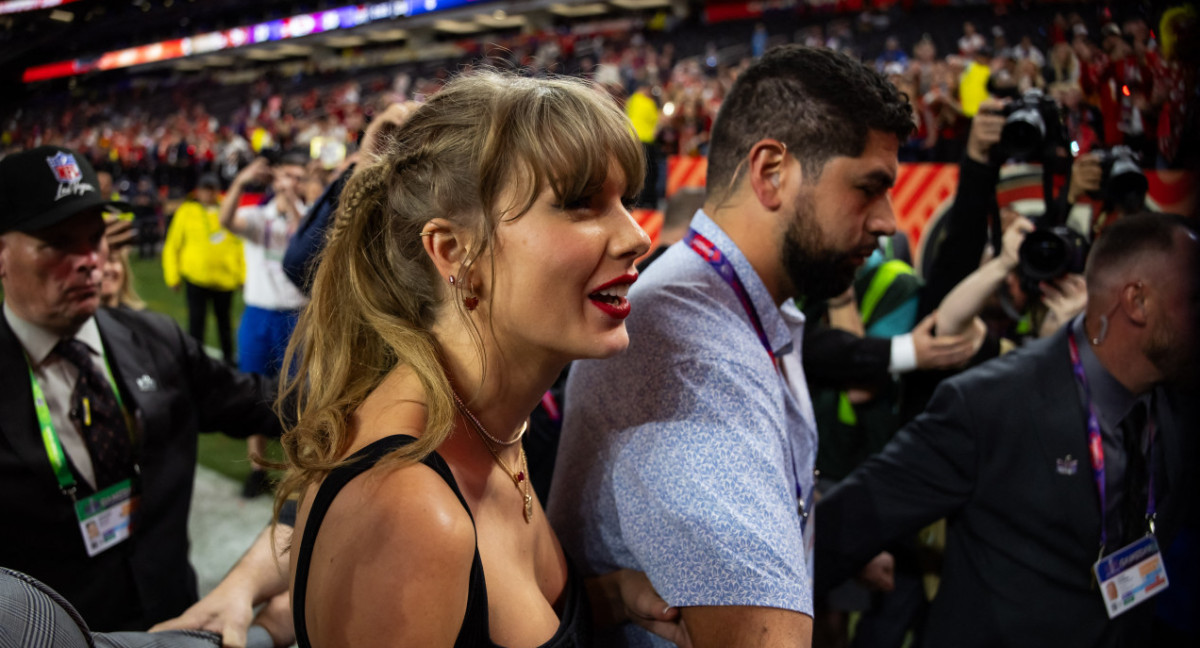 Taylor Swift en el Super Bowl. Foto: REUTERS.