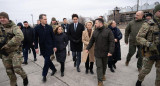 Volodímir Zelenski, la presidenta de la Comisión Europea, Ursula von der Leyen, la primera ministra italiana, Giorgia Meloni, el primer ministro de Bélgica, Alexander De Croo, y el primer ministro de Canadá, Justin Trudeau. Efe