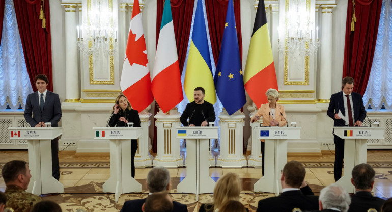 Líderes del G7 visitan Ucrania. Foto: Reuters.