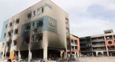 Una escuela de la UNRWA, seriamente dañada. Foto: Reuters