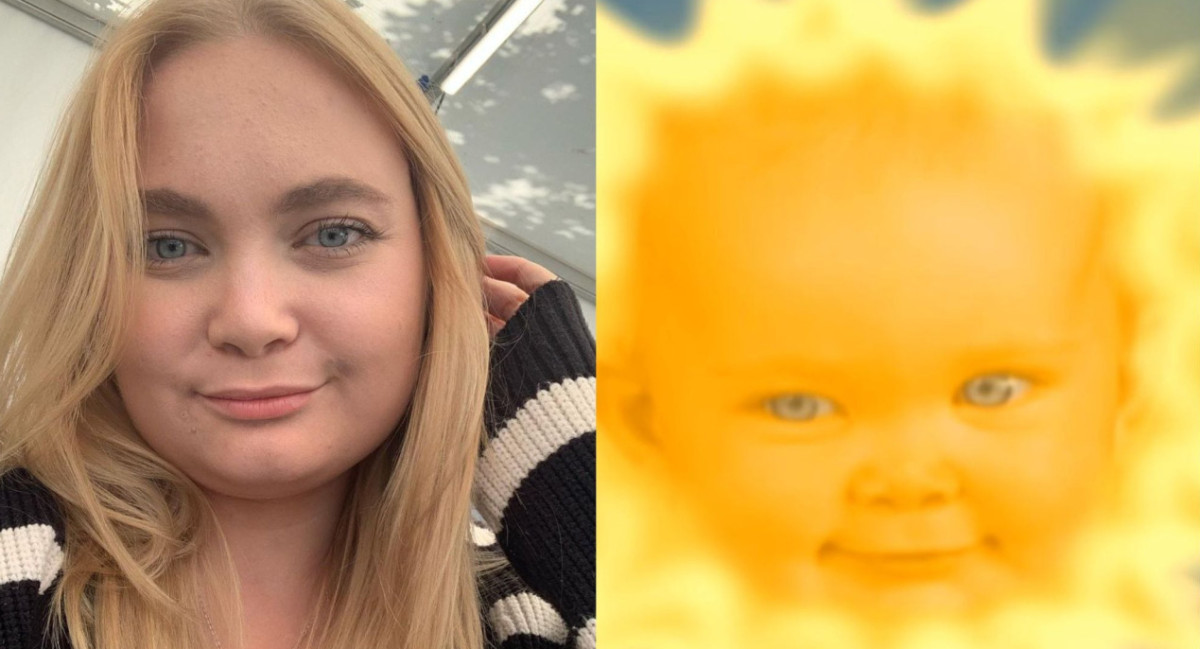 Jessica Smith, la bebé que hacia de el sol en los Teletubbies fue mamá. Foto: X