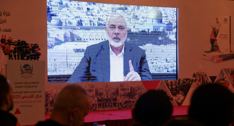 Mensaje del líder de Hamás, Ismail Haniyeh. Foto: Reuters