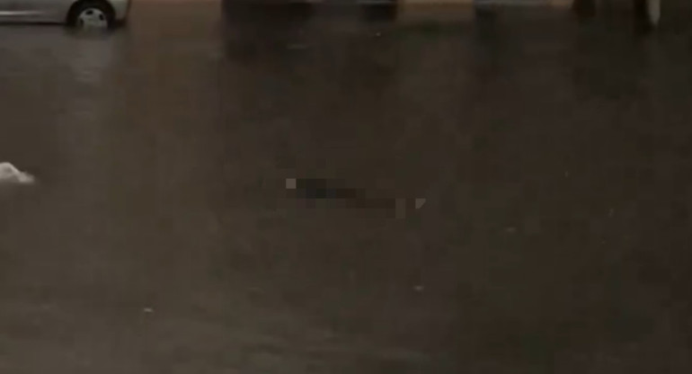 Apareció un cuerpo en Valentín Alsina en medio del temporal. Foto: captura video.