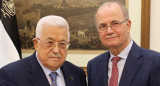 Mahmoud Abbas junto al primer ministro de Autoridad Palestina, Muhamad Mustafa. Foto: Captura de video.