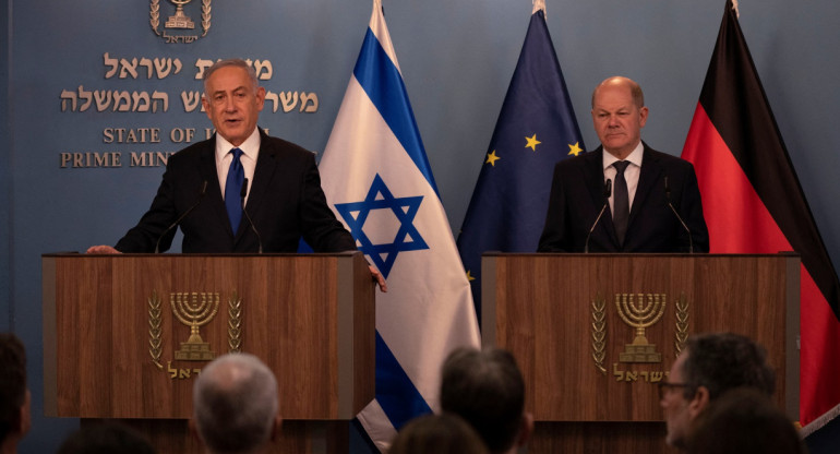 Benjamín Netanyahu y Olaf Scholz. Foto: Reuters
