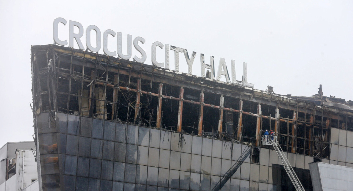 Así quedó el Crocus City Hall tras el atentado en Moscú. Foto: Reuters