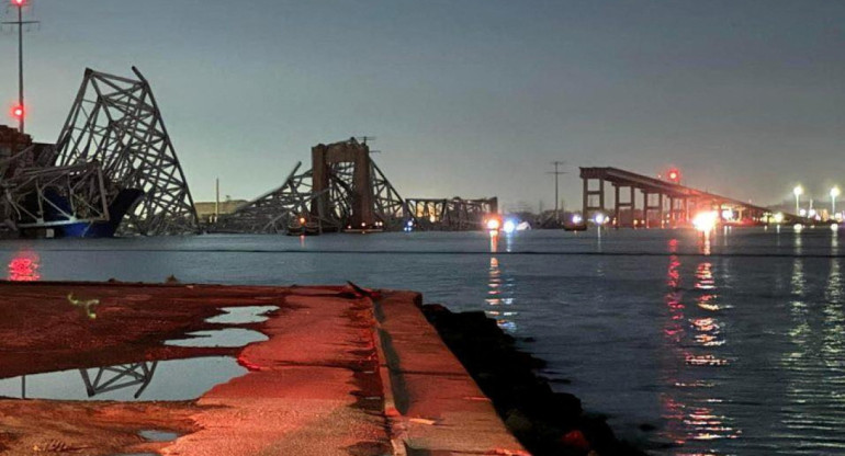 Derrumbe del puente de Baltimore, Estados Unidos. Foto: Reuters.