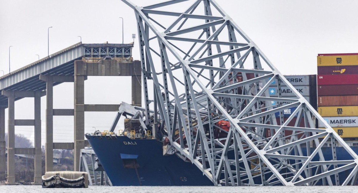 La zona del puente derrumbado en Baltimore. Foto: EFE.