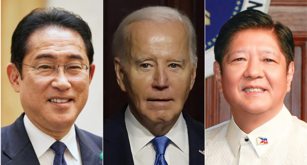 Fumio Kishida, de Japón, Joe Biden (EEUU) y Ferdinand Marcos jr., de Filipinas
