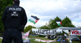 Campamento propalestino frente al Parlamento alemán. Foto: REUTERS.