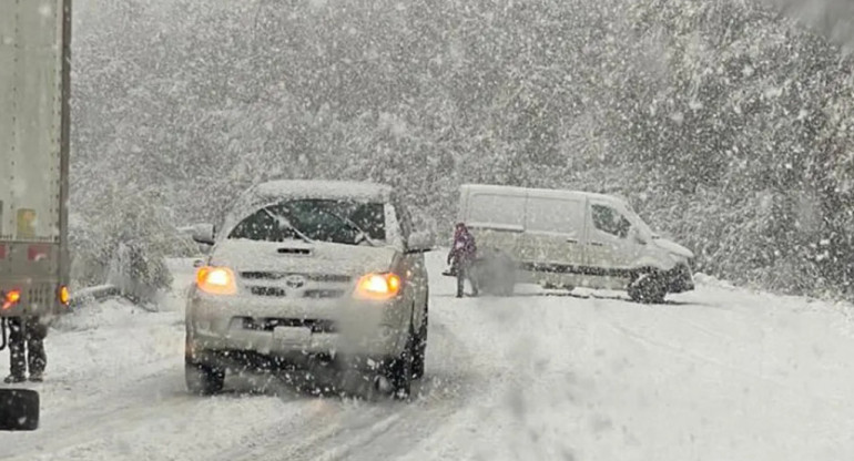 Nieve en la Ruta 40. Foto: gentileza Ahora Comarca