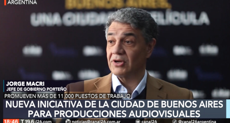 Jorge Macri presentó la promoción de las producciones internacionales audiovisuales. Foto: Canal 26.