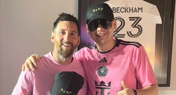 Bizarrap junto a Lionel Messi en Miami. Foto: Instagram @bizarrap.