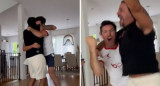 El efusivo festejo entre Juan Sebastián Verón y "Pico" Mónaco. Foto: Instagram @picomonaco.