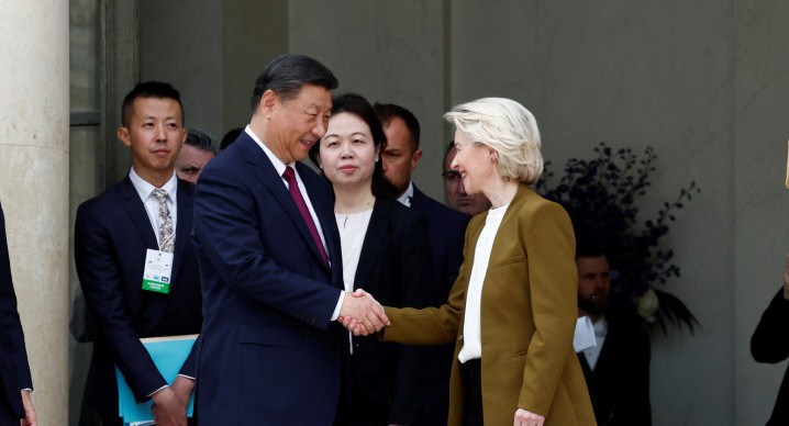 Xi Jinping se encuentra con Emmanuel Macron y Úrsula Von der Leyen. Foto: Reuters.