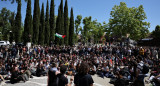 Acampe propalestino en Universidad Complutense de Madrid. Foto: REUTERS.