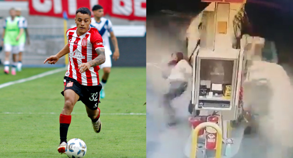 Momento que Tiago Palacios choca contra un surtidor de nafta. Fotos: NA - captura video.