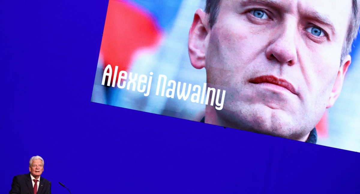 Imagen de Navalny durante la entrega de Premios de la Paz. Foto: Reuters.