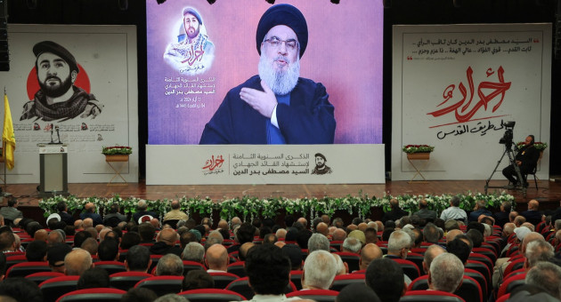 Discurso de Hasán Nasrala, líder de Hezbollah. Foto: Reuters.