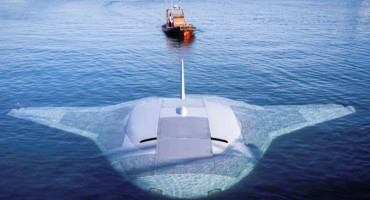 Manta Ray, el submarino no tripulado con forma de mantarraya. Foto: Gentileza DARPA.
