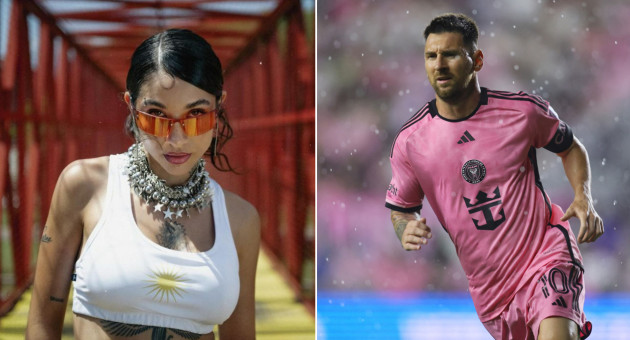 María Becerra y Lionel Messi. Fotos: Instagram/mariabecerra - Reuters.