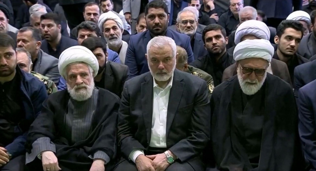 Líder político de Hamás, presente en el funeral de Raisí. Foto: Captura Reuters.
