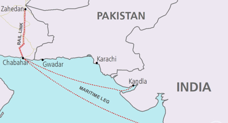 Mapa del puerto Chabahar.