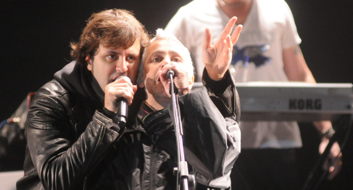 Ciro Martínez y Micky Rodríguez en la última presentación de Los Piojos en 2009. Foto: NA.