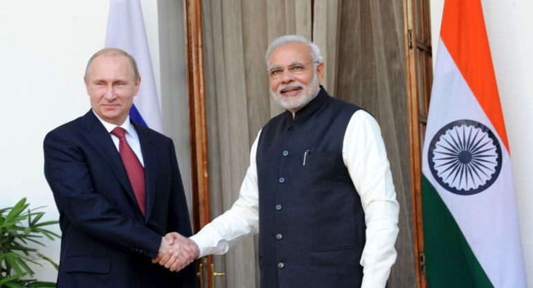 Vladimir Putin y Narendra Modi.