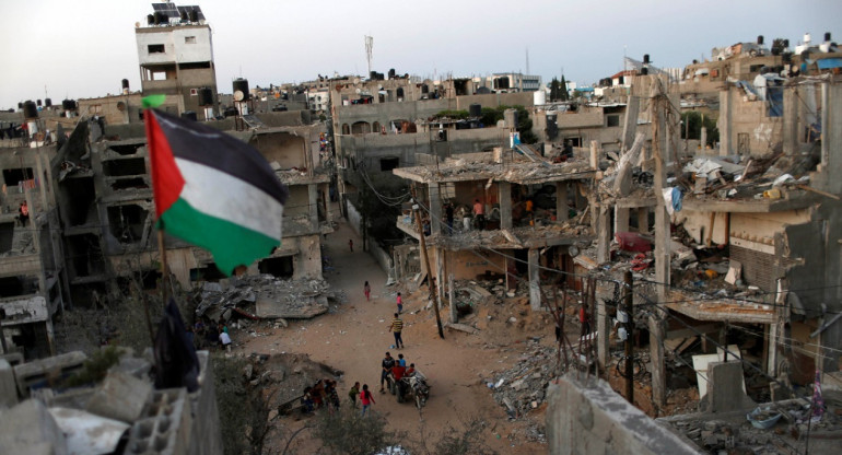 Bandera de Palestina en la Franja de Gaza. Foto: Reuters.