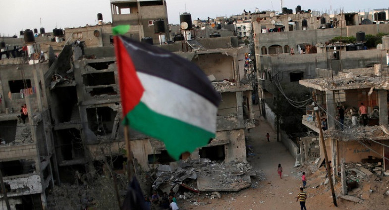 Bandera de Palestina en la Franja de Gaza. Foto: Reuters.