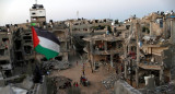 Bandera de Palestina en la Franja de Gaza. Foto: Reuters.