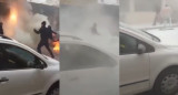 Imágenes preocupantes del hombre prendido fuego en Pergamino, Buenos Aires. Foto: Captura de video.