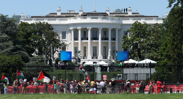Protestas propalestinas frente a la Casa Blanca. Foto: Reuters.