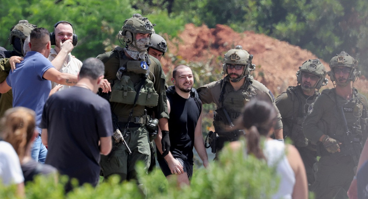 Rescate de cuatro rehenes israelíes. Foto: Reuters.