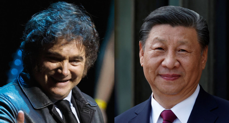 Javier Milei viajará a China para encontrarse con Xi Jinping. Fotos: EFE y Reuters.