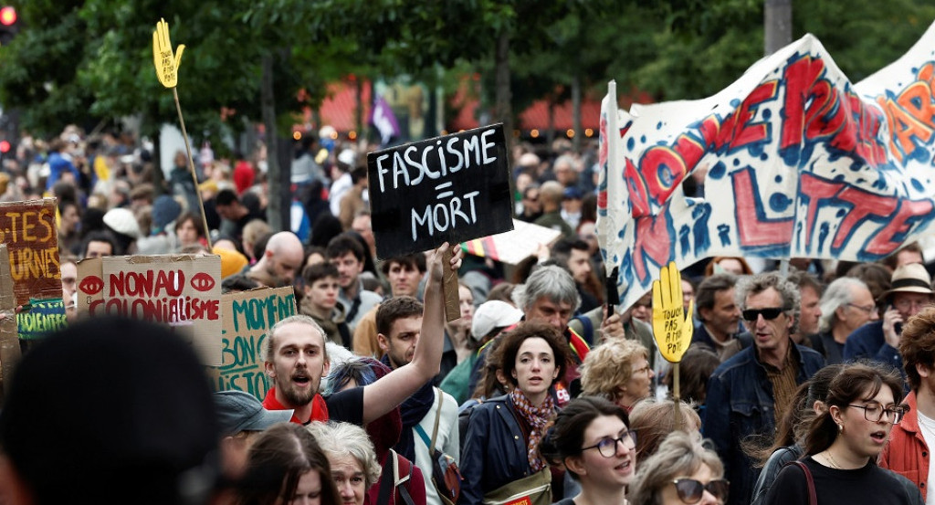 Manifestaciones en Francia contra la extrema derecha. Foto: Reuters.