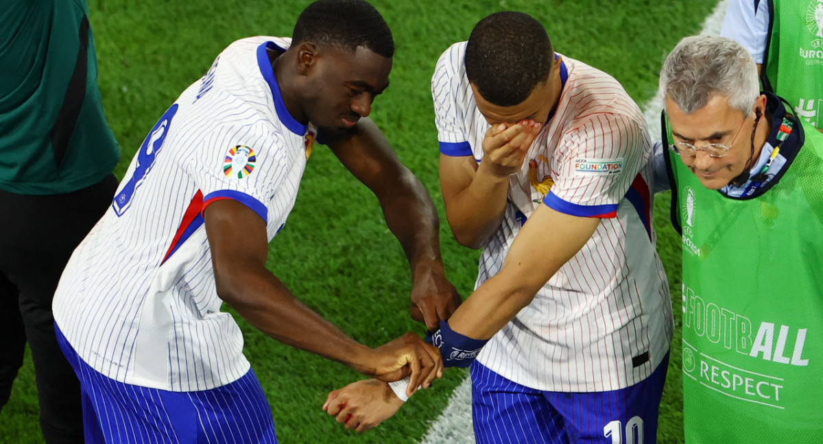 Mbappé se fracturó la nariz en el debut de Francia en la Eurocopa. Foto: Reuters