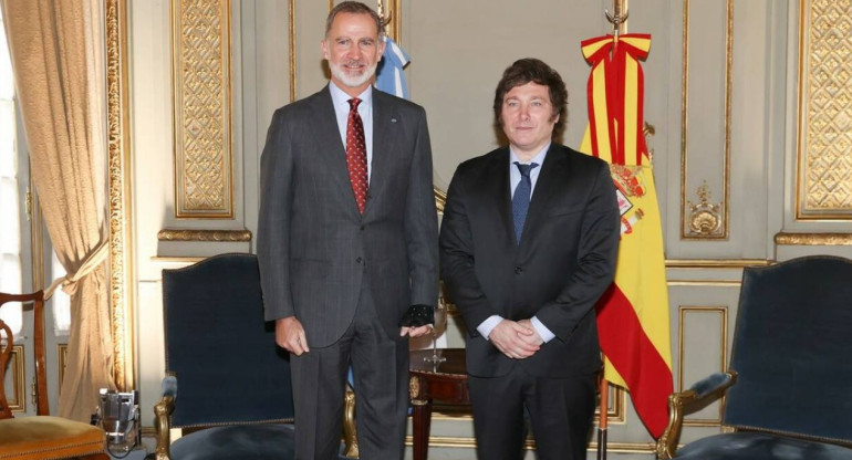 Javier Milei y Rey Felipe VI. Foto: EFE
